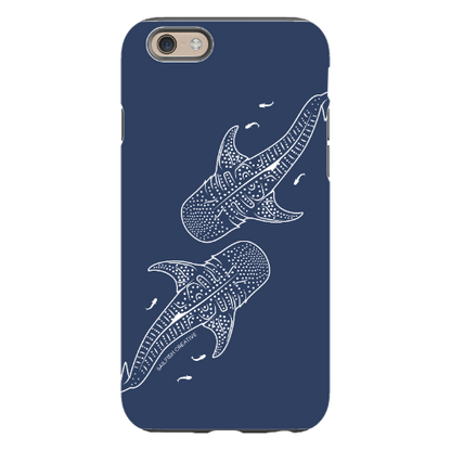 iPhone Tough Phone Case - Whale Sharks Outline Navy