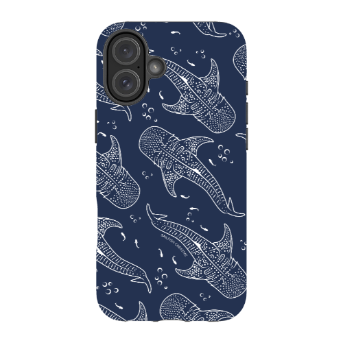 iPhone Tough Phone Case - Whale Sharks Pattern Navy