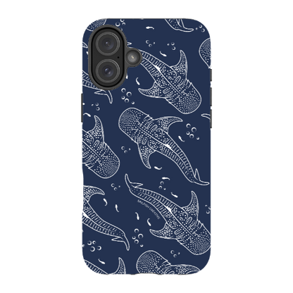 iPhone Tough Phone Case - Whale Sharks Pattern Navy