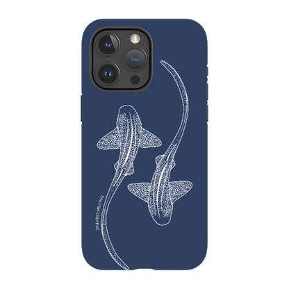 iPhone Tough Phone Case - Leopard Sharks Outline Navy