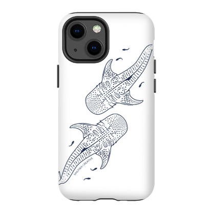 iPhone Tough Phone Case - Whale Sharks Outline