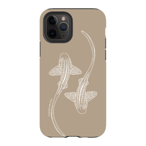 iPhone Tough Phone Case - Leopard Sharks Outline Natural