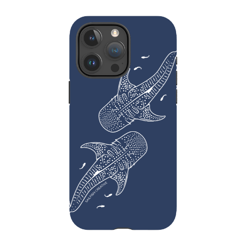 iPhone Tough Phone Case - Whale Sharks Outline Navy