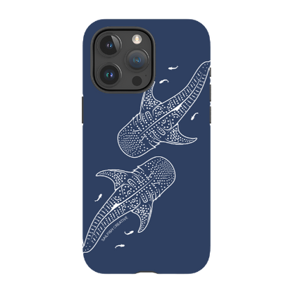 iPhone Tough Phone Case - Whale Sharks Outline Navy