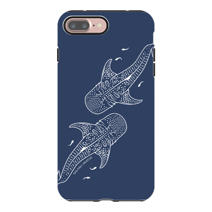 iPhone Tough Phone Case - Whale Sharks Outline Navy