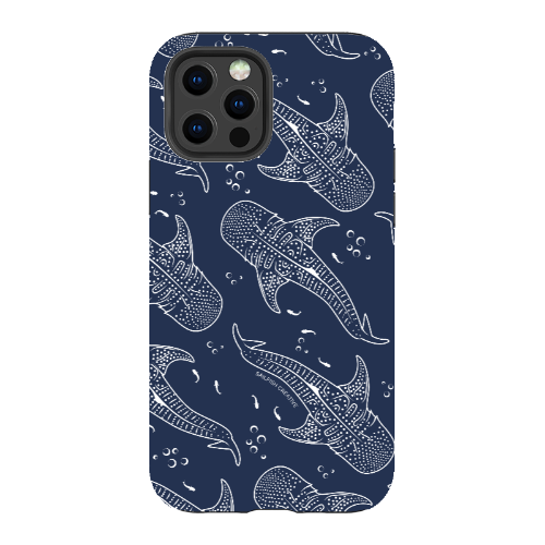 iPhone Tough Phone Case - Whale Sharks Pattern Navy