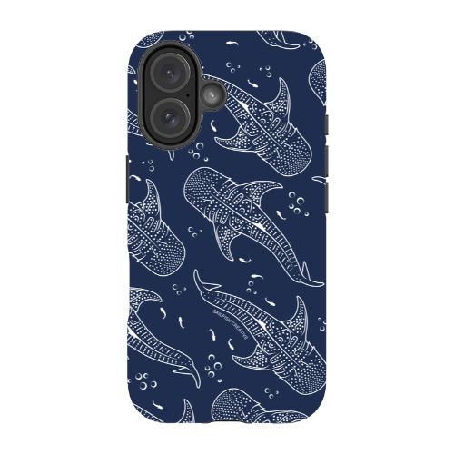 iPhone Tough Phone Case - Whale Sharks Pattern Navy