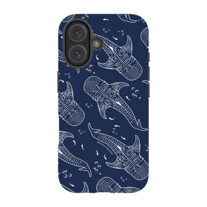 iPhone Tough Phone Case - Whale Sharks Pattern Navy