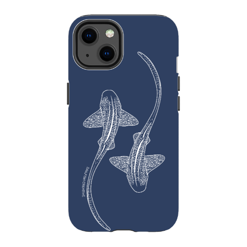 iPhone Tough Phone Case - Leopard Sharks Outline Navy