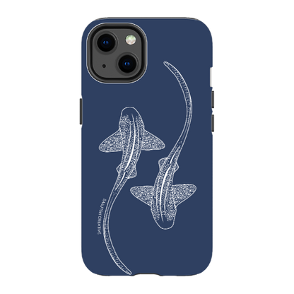 iPhone Tough Phone Case - Leopard Sharks Outline Navy