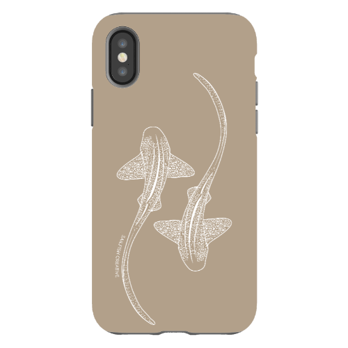 iPhone Tough Phone Case - Leopard Sharks Outline Natural