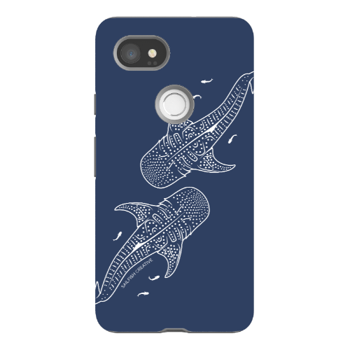 Google Pixel Tough Phone Case - Whale Sharks Outline Navy