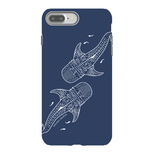 iPhone Tough Phone Case - Whale Sharks Outline Navy