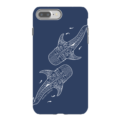 iPhone Tough Phone Case - Whale Sharks Outline Navy