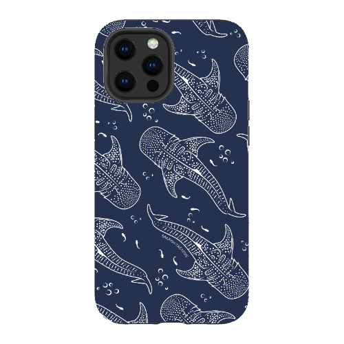 iPhone Tough Phone Case - Whale Sharks Pattern Navy