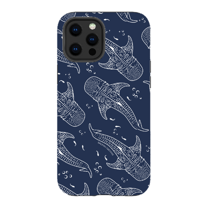 iPhone Tough Phone Case - Whale Sharks Pattern Navy