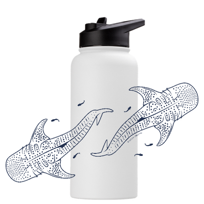 Whale Sharks Line Art - Stainless Steel Water Bottle