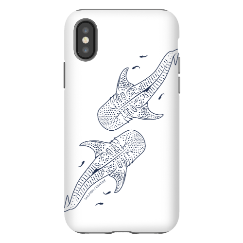 iPhone Tough Phone Case - Whale Sharks Outline