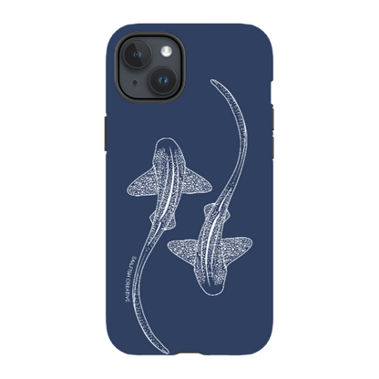 iPhone Tough Phone Case - Leopard Sharks Outline Navy