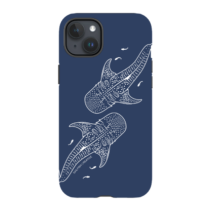 iPhone Tough Phone Case - Whale Sharks Outline Navy