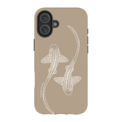 iPhone Tough Phone Case - Leopard Sharks Outline Natural