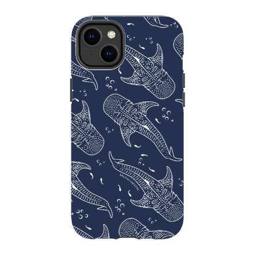 iPhone Tough Phone Case - Whale Sharks Pattern Navy