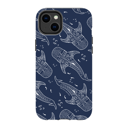 iPhone Tough Phone Case - Whale Sharks Pattern Navy