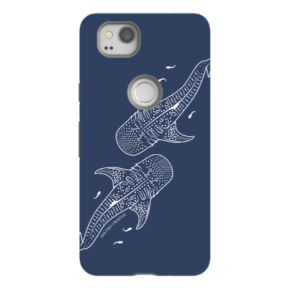 Google Pixel Tough Phone Case - Whale Sharks Outline Navy