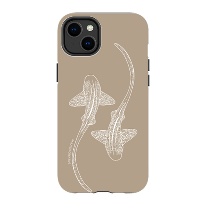 iPhone Tough Phone Case - Leopard Sharks Outline Natural