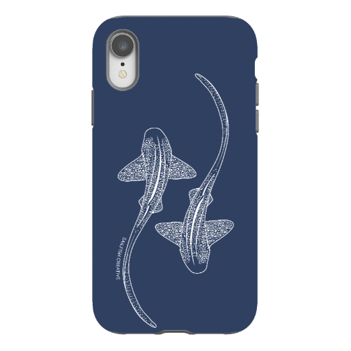 iPhone Tough Phone Case - Leopard Sharks Outline Navy