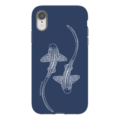 iPhone Tough Phone Case - Leopard Sharks Outline Navy