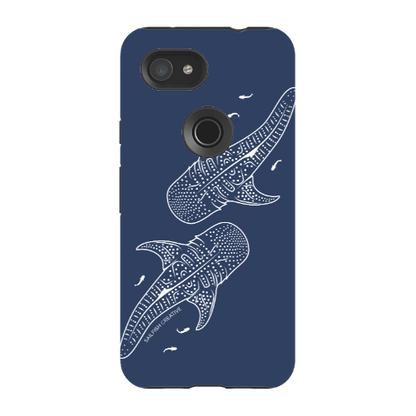 Google Pixel Tough Phone Case - Whale Sharks Outline Navy