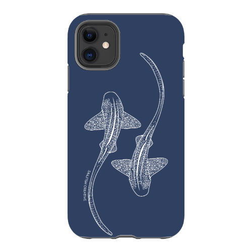 iPhone Tough Phone Case - Leopard Sharks Outline Navy