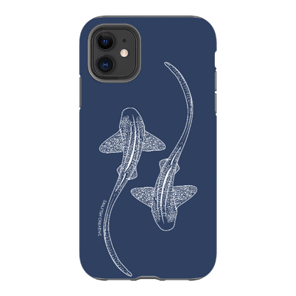 iPhone Tough Phone Case - Leopard Sharks Outline Navy