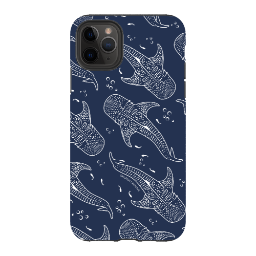 iPhone Tough Phone Case - Whale Sharks Pattern Navy