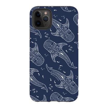 iPhone Tough Phone Case - Whale Sharks Pattern Navy