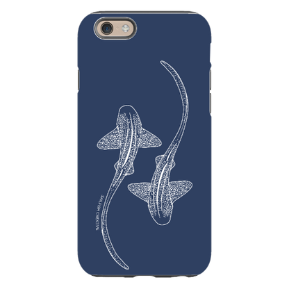 iPhone Tough Phone Case - Leopard Sharks Outline Navy