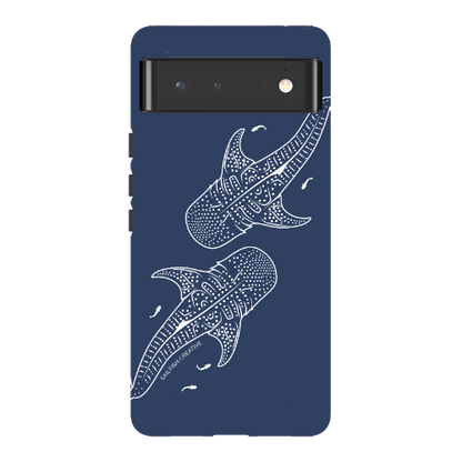 Google Pixel Tough Phone Case - Whale Sharks Outline Navy