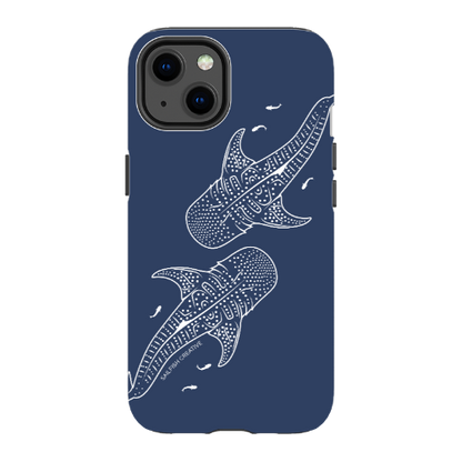 iPhone Tough Phone Case - Whale Sharks Outline Navy