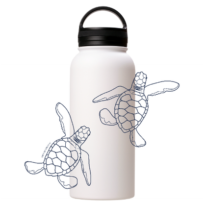 Baby Turtle Hatchlings Line Art - Stainless Steel Water Bottle