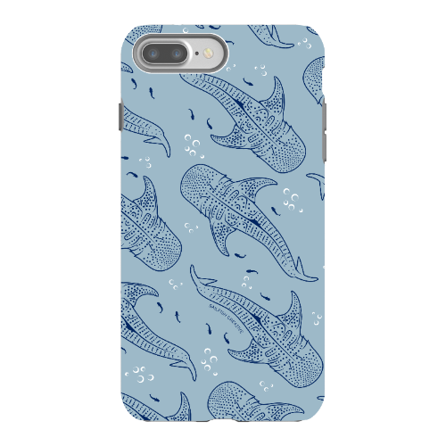 iPhone Tough Phone Case - Whale Sharks Pattern Bluer