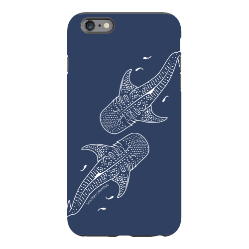 iPhone Tough Phone Case - Whale Sharks Outline Navy