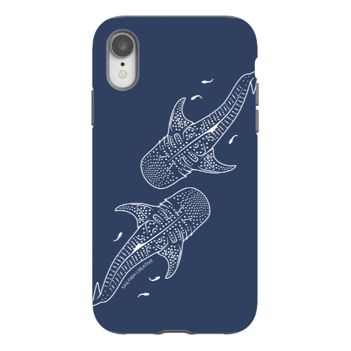 iPhone Tough Phone Case - Whale Sharks Outline Navy