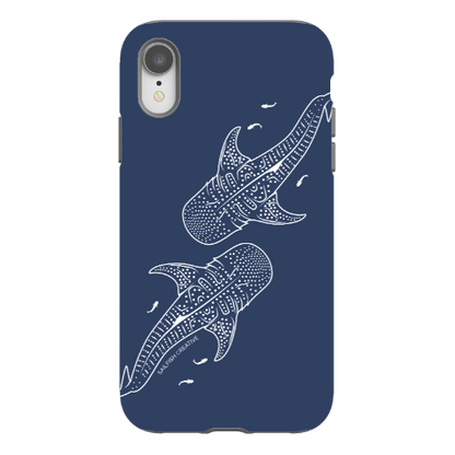 iPhone Tough Phone Case - Whale Sharks Outline Navy