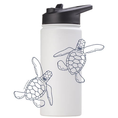 Baby Turtle Hatchlings Line Art - Stainless Steel Water Bottle