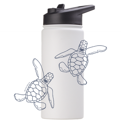 Baby Turtle Hatchlings Line Art - Stainless Steel Water Bottle