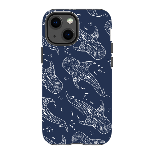 iPhone Tough Phone Case - Whale Sharks Pattern Navy