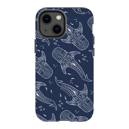 iPhone Tough Phone Case - Whale Sharks Pattern Navy