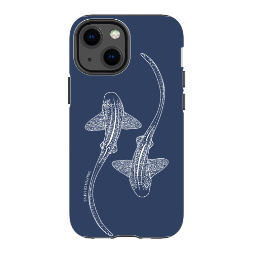 iPhone Tough Phone Case - Leopard Sharks Outline Navy