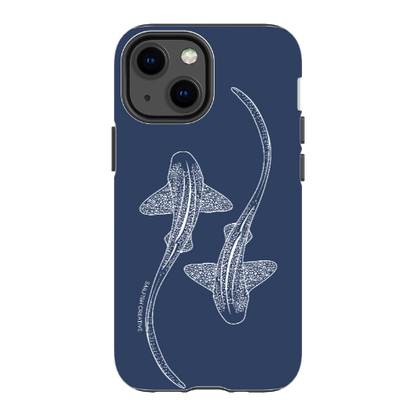 iPhone Tough Phone Case - Leopard Sharks Outline Navy